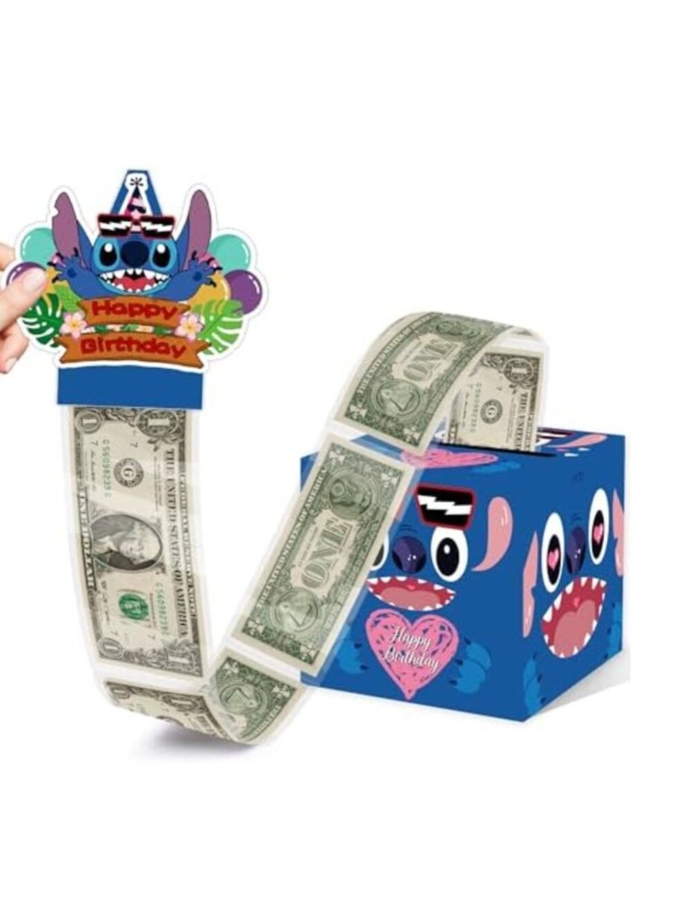 Happy Birthday Money Gift Box With Cartoon Design & Pull-Out Money Holder For Ki